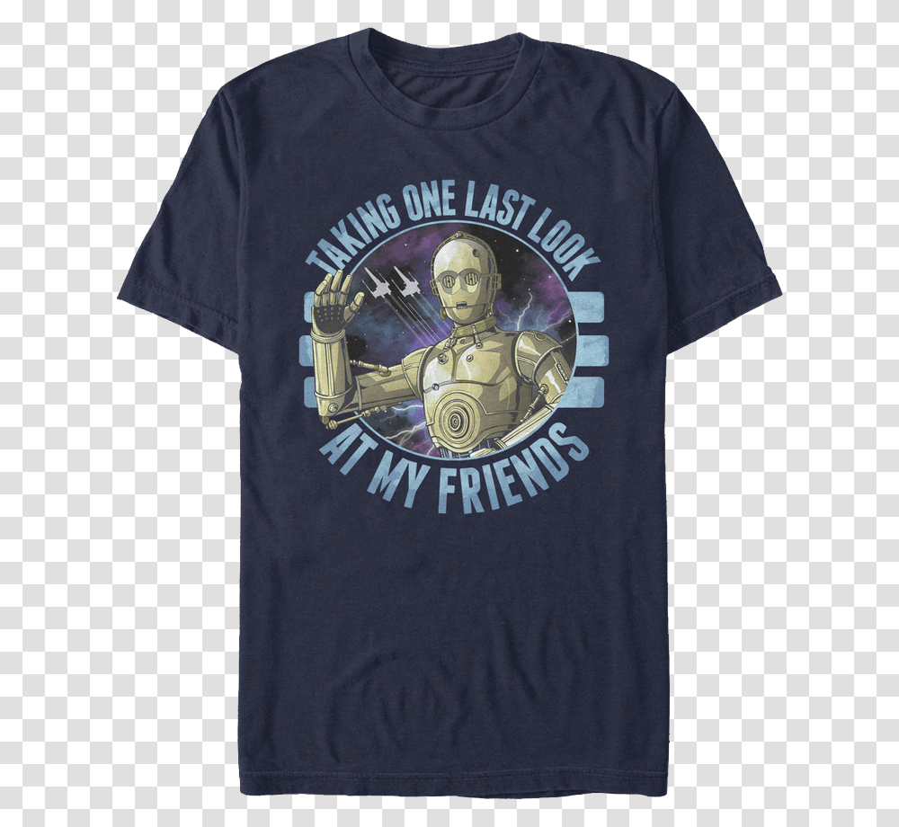 C 3po Taking One Last Look At My Friends Rise Of Skywalker Active Shirt, Apparel, T-Shirt, Person Transparent Png