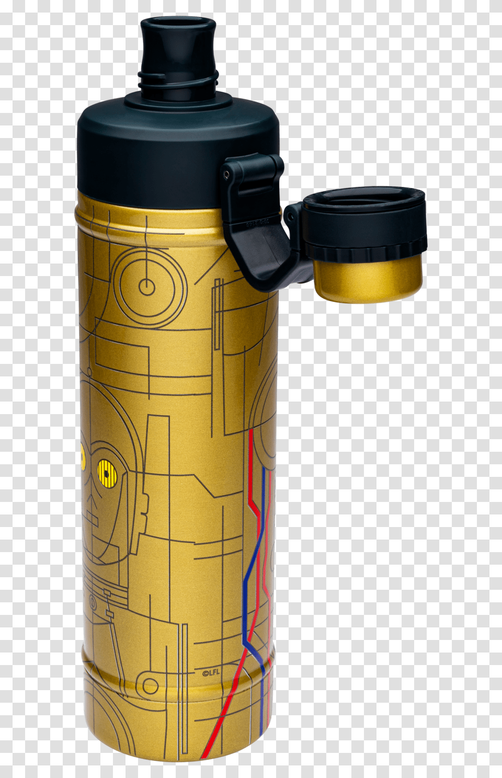 C 3po Water Bottle 25 Oz Cylinder, Grenade, Bomb, Weapon, Weaponry Transparent Png