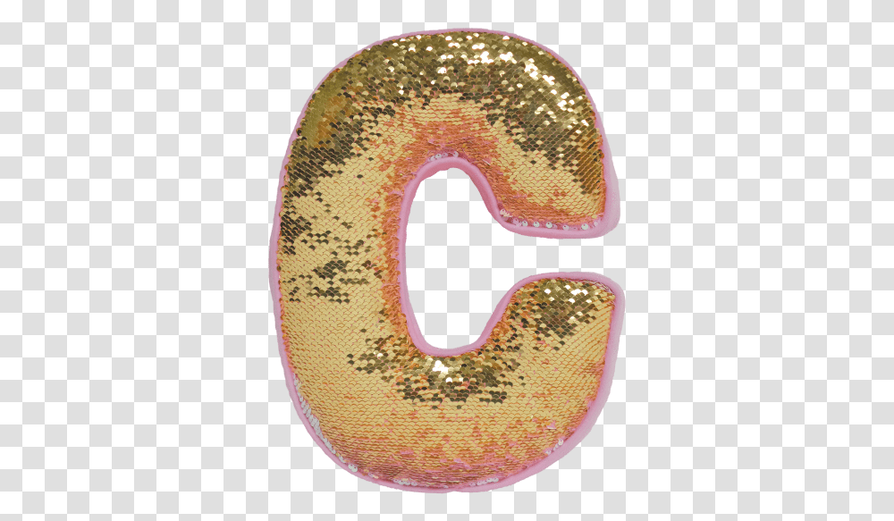 C Initial Reversible Sequin Pillow Motif, Rug, Skin, Text, Stomach Transparent Png