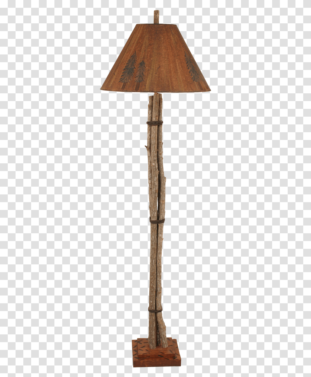 Cabin Light Floor Lamp Twig And Leather W Pine Tree Light Fixture, Plant, Stick, Weapon, Weaponry Transparent Png