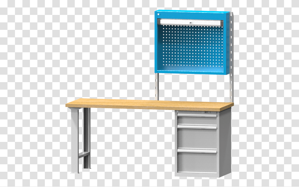 Cabinet With Roller Shutter Between Columns Computer Desk, Furniture, Table, Tabletop, Monitor Transparent Png