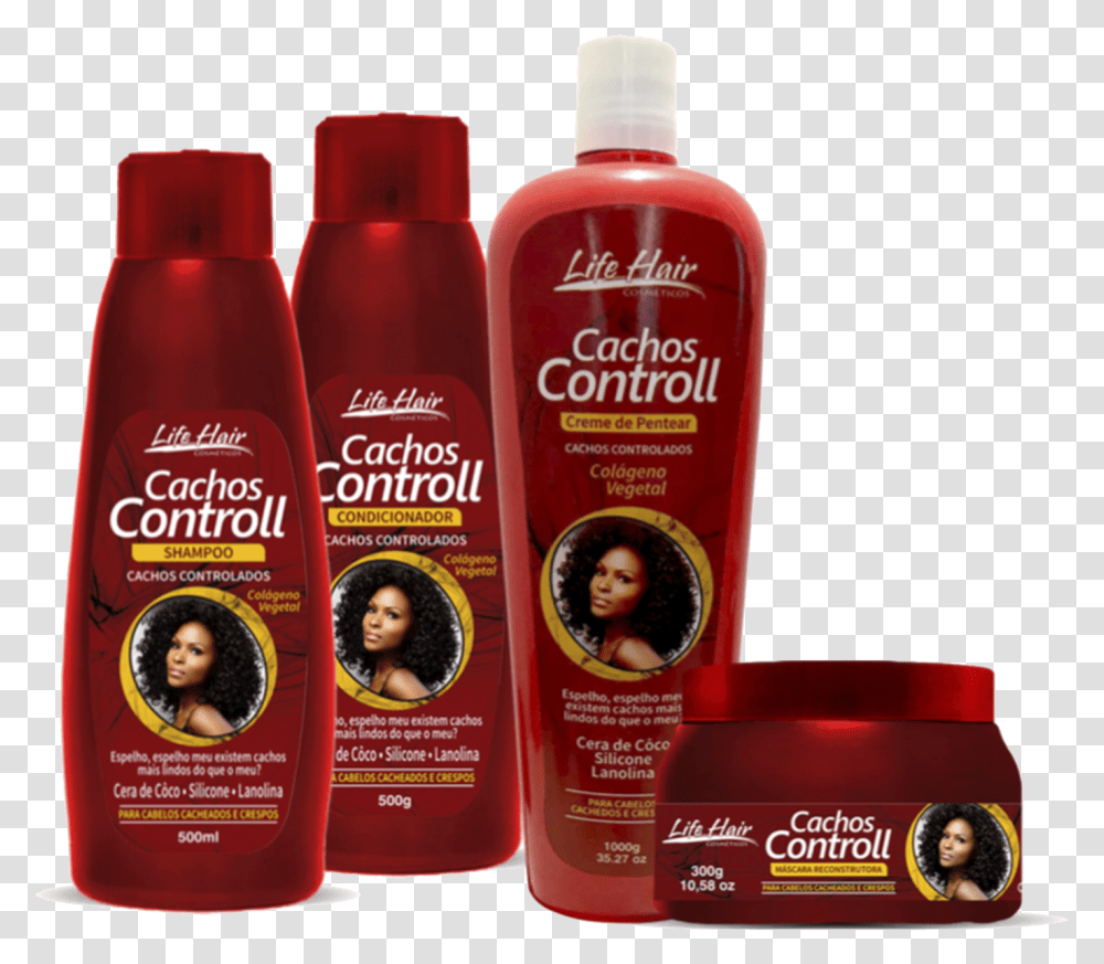 Cachos Cachos Controll Life Hair, Bottle, Person, Human, Shampoo Transparent Png