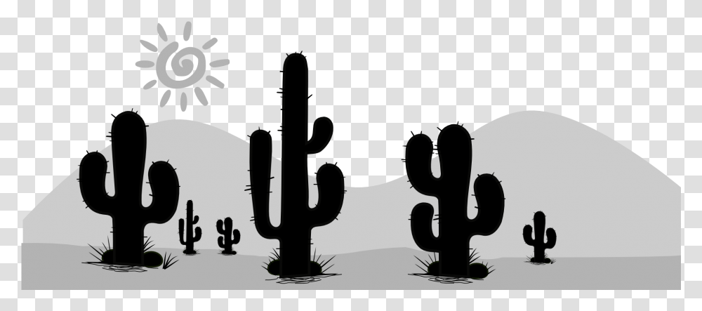 Cactaceae Silhouette Desert Clip Art Cactus Preto E Branco, Plant, Mammal Transparent Png