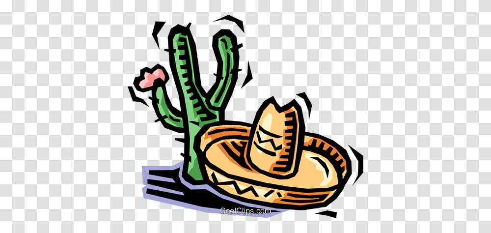 Cactus And A Sombrero Royalty Free Vector Clip Art Clipart, Apparel, Hat, Poster Transparent Png