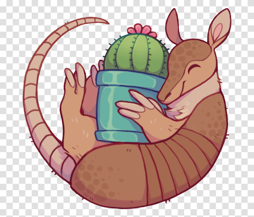 Cactus Armadillo Sticker Cartoon, Animal, Mammal, Plant, Aardvark Transparent Png