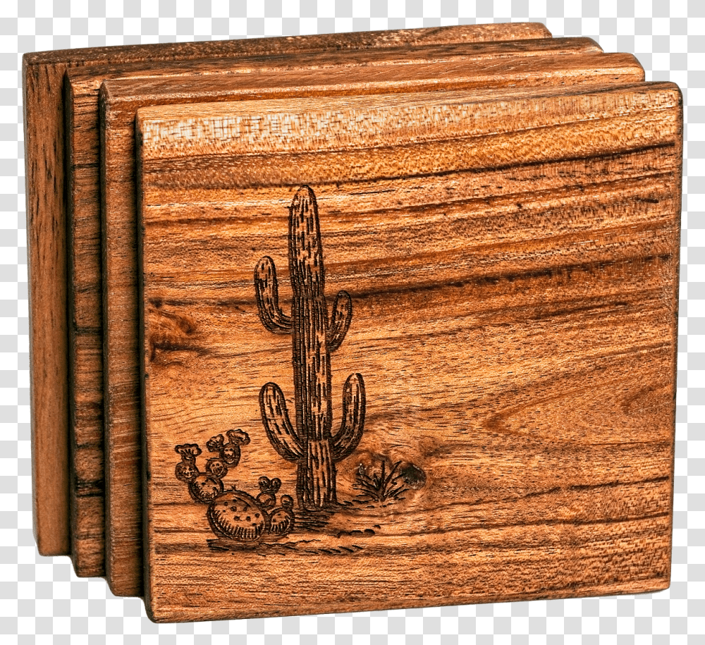 Cactus Coaster Set Solid, Wood, Rug, Box, Hardwood Transparent Png