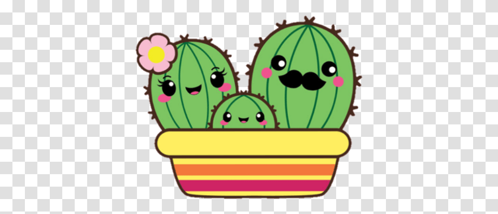 Cactus Cute Kawaii Family Nopal, Plant, Bowl, Food, Birthday Cake Transparent Png