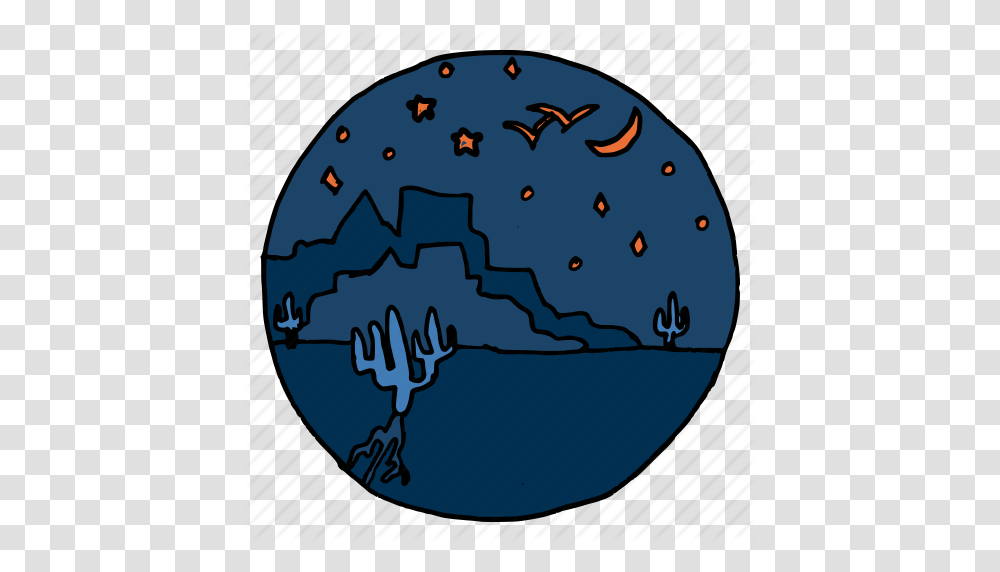 Cactus Desert Fort Landscape Night Sky Stars Icon, Astronomy, Outer Space, Universe, Planet Transparent Png