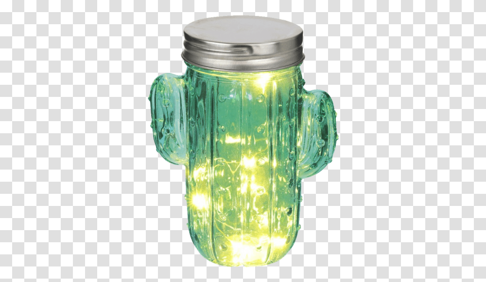 Cactus Firefly Led Jar Light Glass Bottle, Lamp, Shaker, Jug, Stein Transparent Png