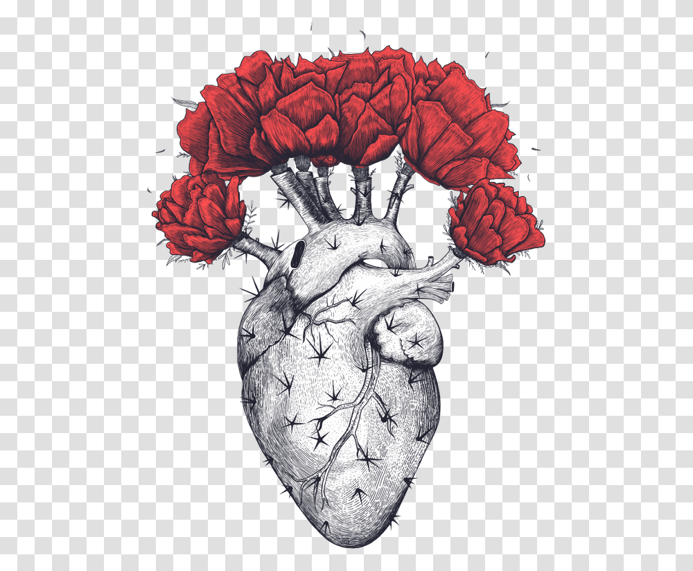 Cactus Print By Kodamorkovkart Cactus Heart, Plant, Flower, Fungus, Pattern Transparent Png
