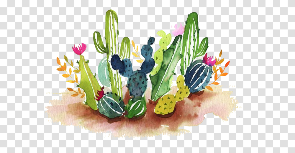 Cactus Watercolour, Plant Transparent Png