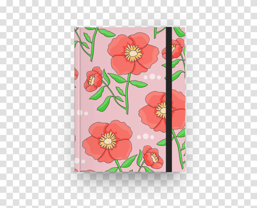 Caderno Estampa De Flores Com Fundo Rosa De Raquel Poppy, Floral Design, Pattern Transparent Png