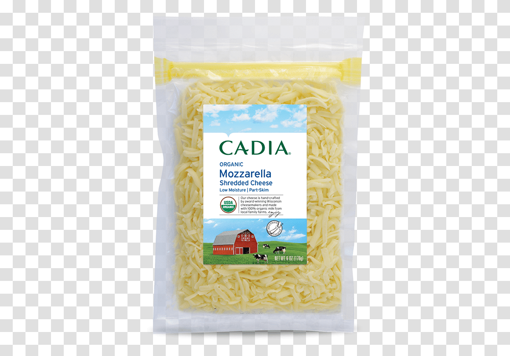 Cadia Organic Shredded Mozzarella, Plant, Noodle, Pasta, Food Transparent Png