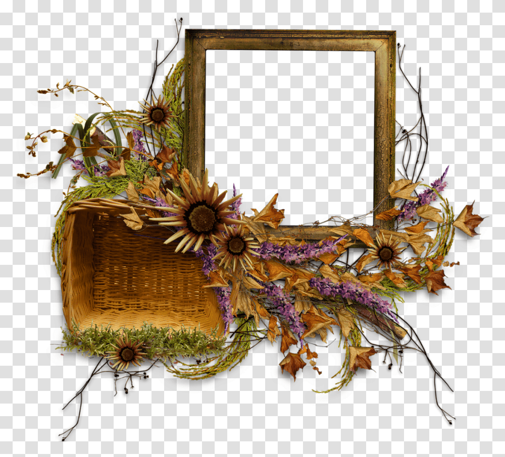 Cadre Automne Autumn Frame Fall Marco Illustration, Basket, Painting, Art, Plant Transparent Png