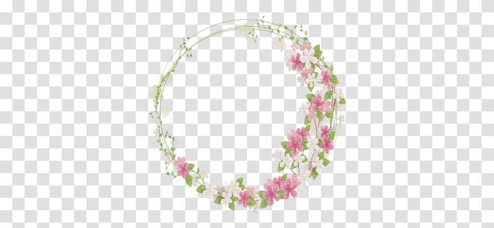 Cadre Cercle Pink Fleur Frame Flowers Floral Frame Background, Plant, Ornament, Blossom, Flower Arrangement Transparent Png