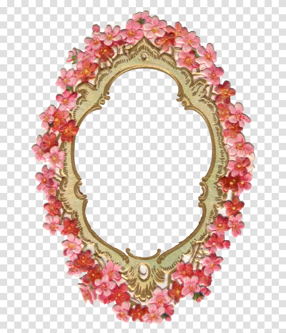 Cadre Fleurs Rouge Download Circle, Mirror, Oval Transparent Png