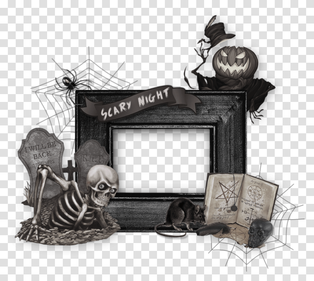 Cadre Halloween Gothic Frame Scary Night Illustration, Person, Interior Design, Indoors, Archaeology Transparent Png