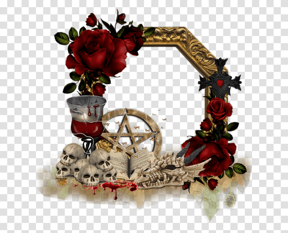 Cadre Halloween Gothique Corner Rose Background, Floral Design, Pattern Transparent Png