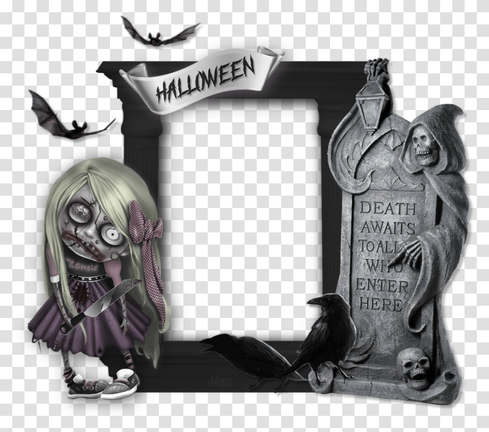 Cadre Halloween Zombie Frame Resin Halloween Tombstones, Bird, Animal, Doll, Toy Transparent Png
