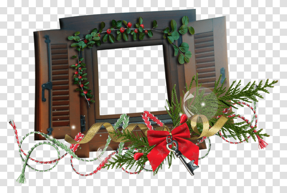 Cadre Nol Fentre Fentre Ouverte Noel, Wreath, Plant, Tree, Ornament Transparent Png