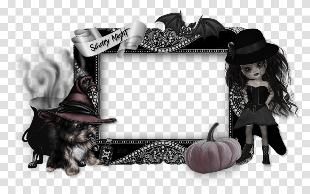 Cadre Photo Halloween Gothique Gothic Frame Picture Frame, Hat, Clothing, Apparel, Person Transparent Png