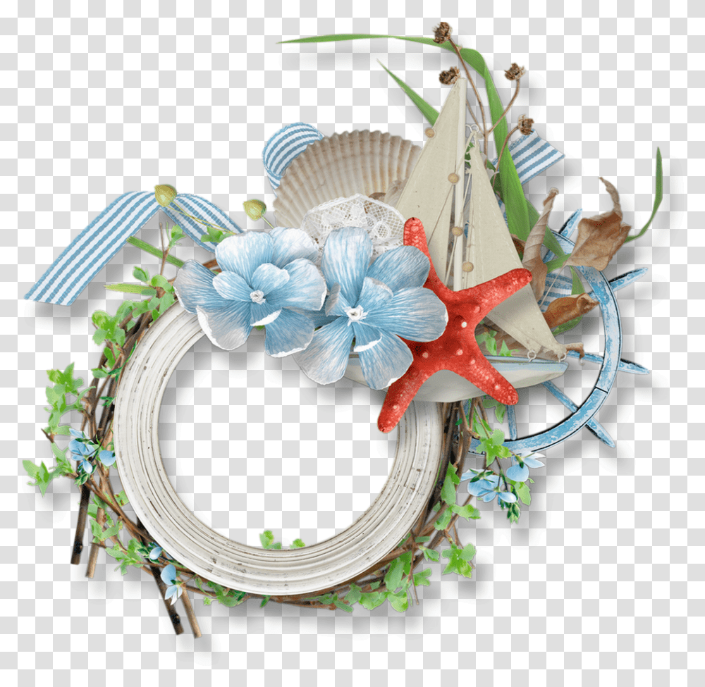 Cadre T Mer Plage Floral Design, Wreath, Ornament Transparent Png