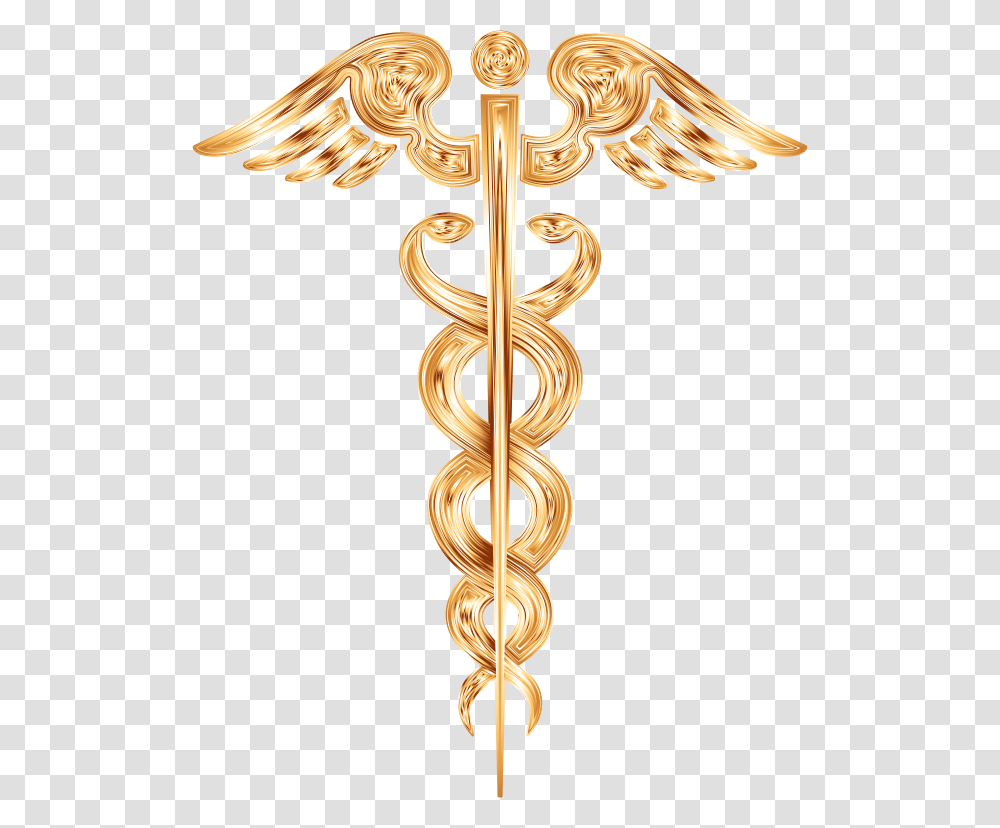 Caduceus Gold Rod Of Asclepius Gold, Logo, Trademark, Emblem Transparent Png