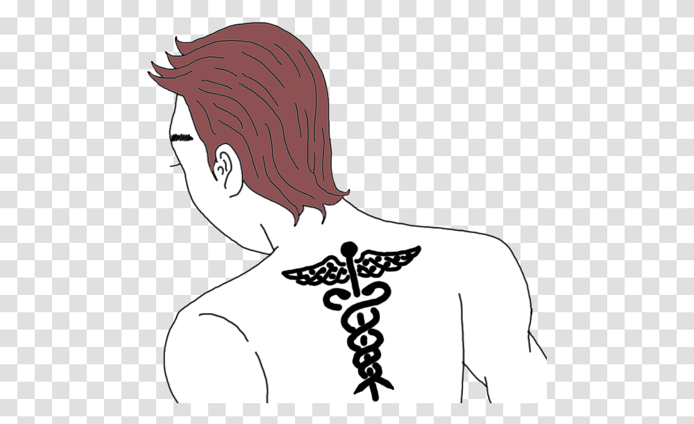 Caduceus Illustration, Skin, Back, Drawing Transparent Png