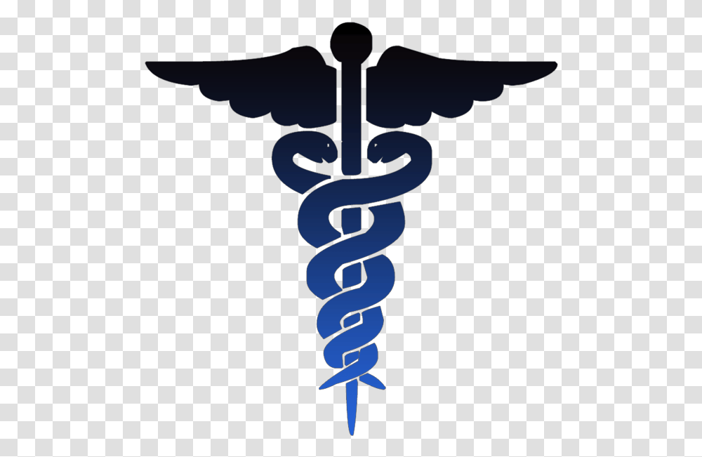Caduceus Medical Symbol Black Blue Medical Symbol No Medical Symbol, Emblem, Cross, Silhouette, Weapon Transparent Png