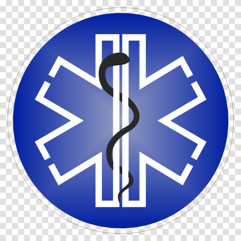 Caduceus Staff Star Of Life Blue Background Black Snake Region Of Durham Paramedic Services, Symbol, Logo, Trademark, Clock Transparent Png