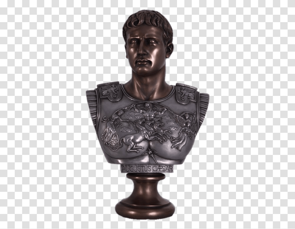 Caesar Augustus Bronze Bust Resin Bust Augustus Caesar, Person, Human, Armor, Face Transparent Png