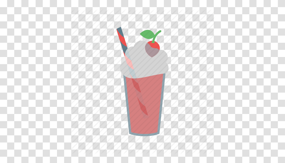 Cafe Color Drink Glass Milkshake Straw Strawberry Icon, Cream, Dessert, Food, Creme Transparent Png