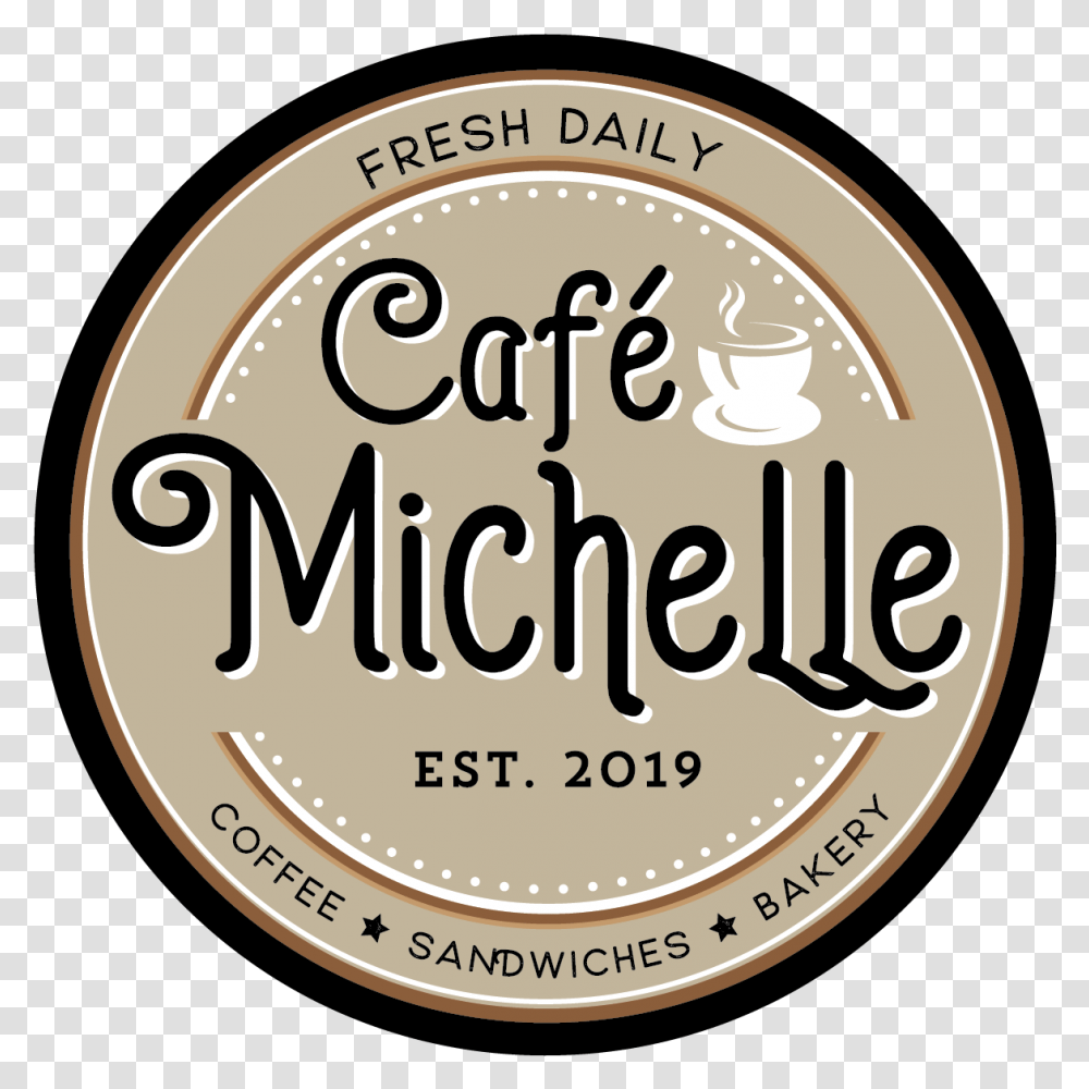 Cafe Michelle Logo Circle, Label, Word, Coin Transparent Png