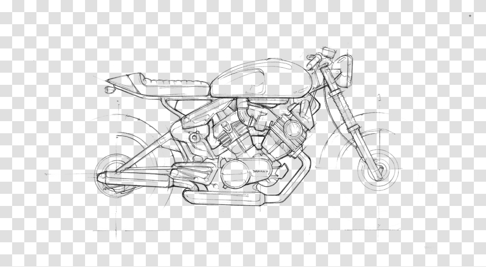 Cafe Racer Sketch Book, Machine, Engine, Motor, Motorcycle Transparent Png