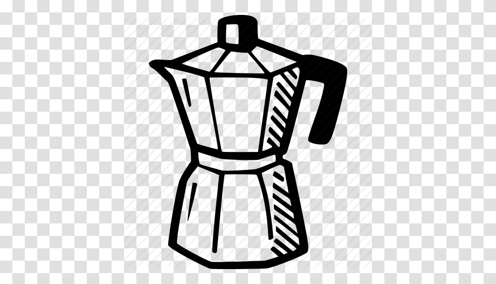 Cafetiere Coffee Coffee Maker Hand Drawn Italian Icon, Furniture, Mannequin, Silhouette, Back Transparent Png