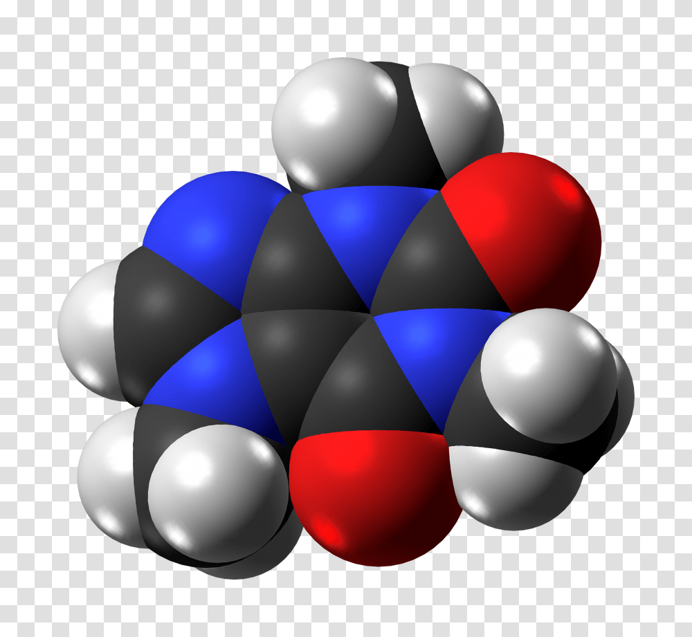 Caffeine Molecule Spacefill From Xtal, Balloon, Transportation, Vehicle, Aircraft Transparent Png