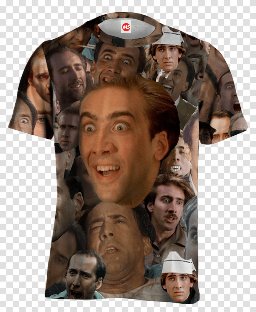 Cage Face Tee Nicolas Cage Crazy, Collage, Poster, Advertisement, Person Transparent Png