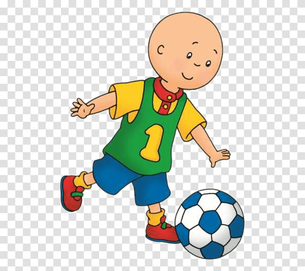 Caillou Playing Football Caillou Playing Soccer, Soccer Ball, Team Sport, Person, People Transparent Png