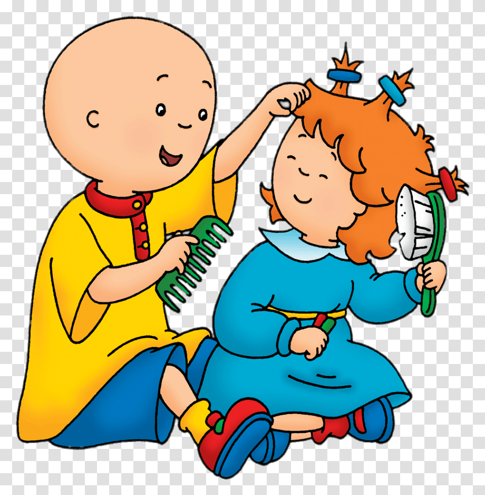 Caillou Playing Hairdresser With Rosie Caillou And His Sister, Person, People, Girl, Female Transparent Png