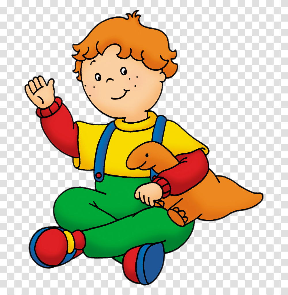 Caillou S Friend Leo Holding Toy Dinosaur Caillou Characters Names, Elf, Girl, Female, Baby Transparent Png