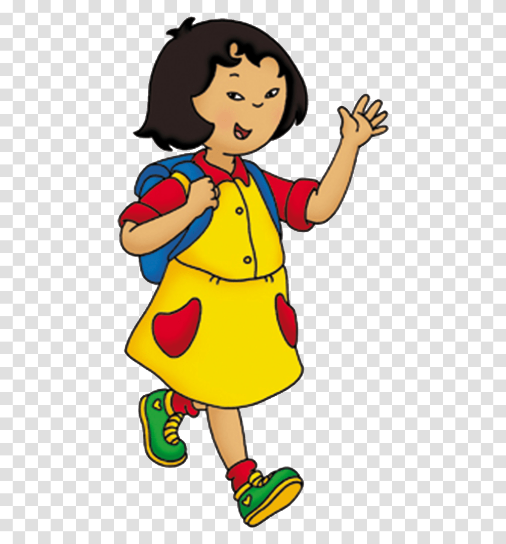 Caillou S Friends Sarah Walking To School Caillou Characters, Person, Human, Performer, Clown Transparent Png