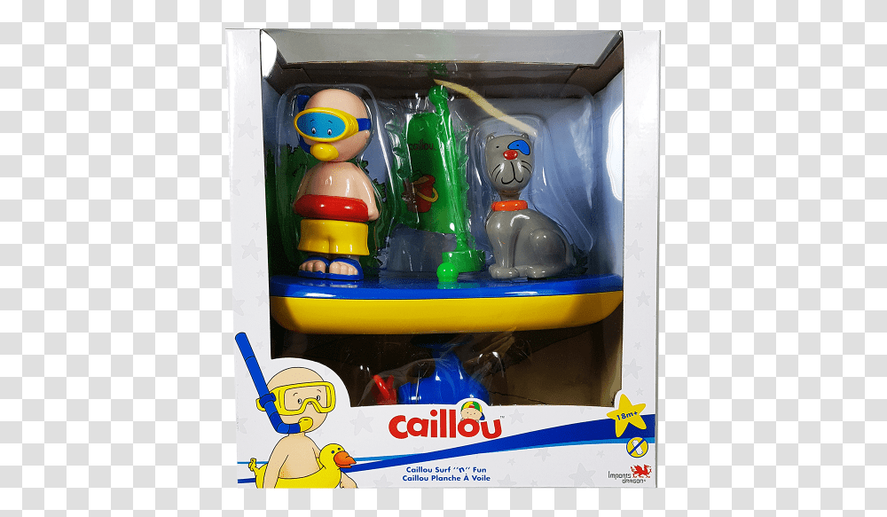 Caillou Surf N Fun Bath Time Vehicle Caillou Caillou, Toy, Figurine, Shelf, Inflatable Transparent Png