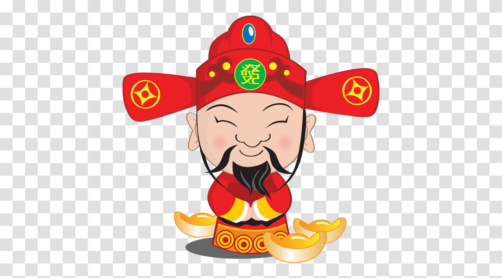 Caishen Chinese New Year Folk Religion Food Headgear God Of Fortune Cartoon, Person, Human, Eating, Pirate Transparent Png