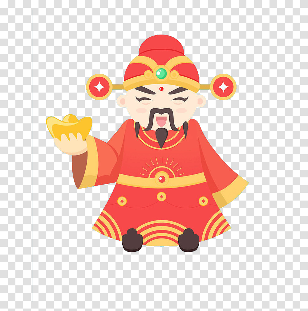 Caishen Chinese New Year Hat Cartoon, Person, Performer, Face Transparent Png