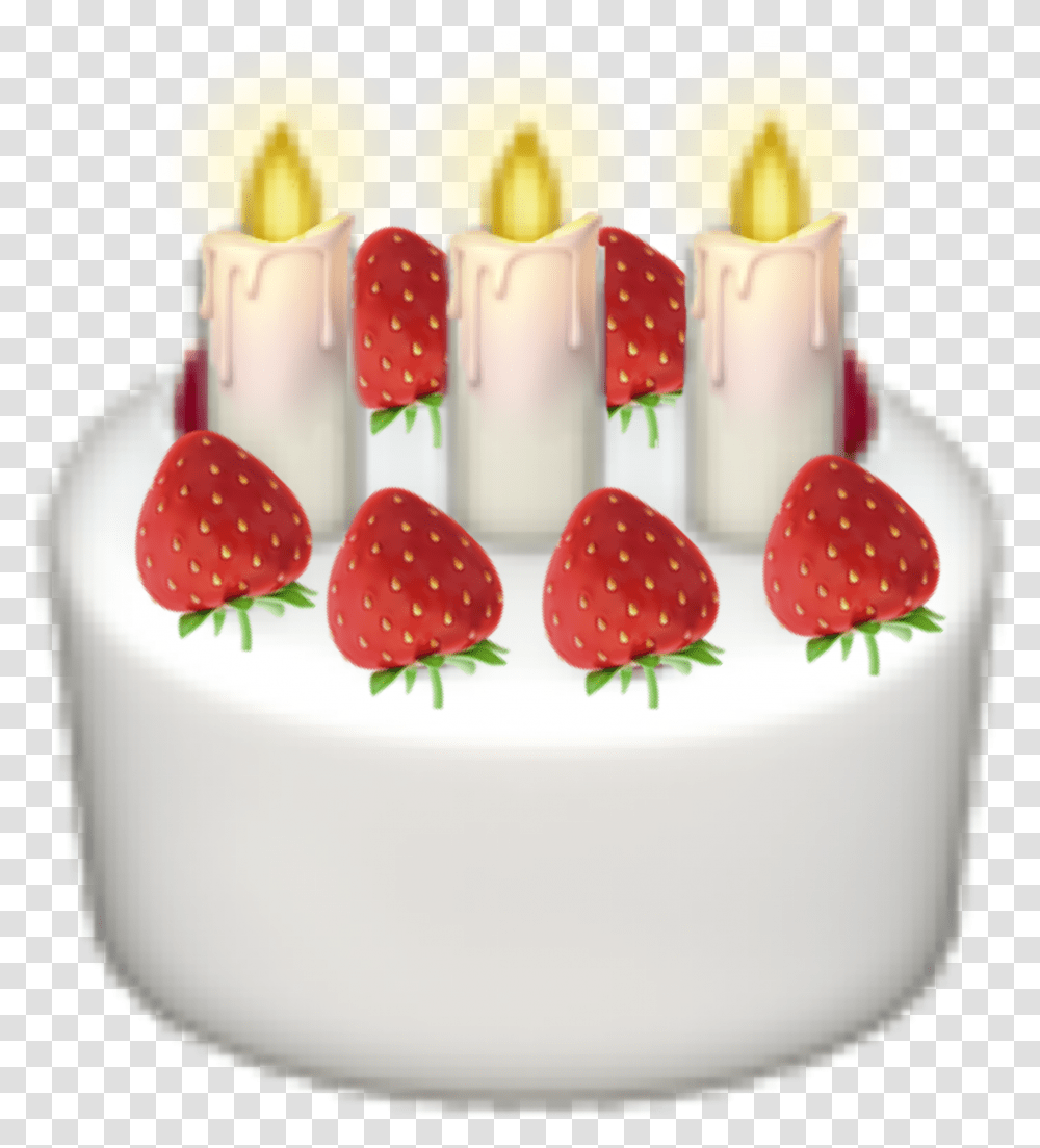 Cake Emoji Strawberries Birthdaycake Cakeemoji Cake Emoji, Birthday Cake, Dessert, Food, Candle Transparent Png