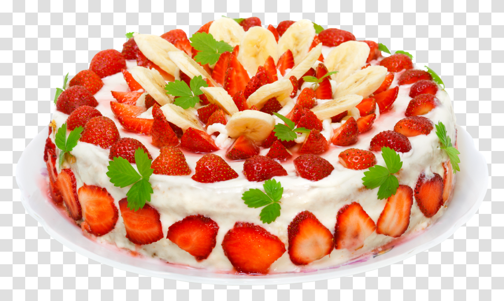 Cake, Food, Strawberry, Fruit, Plant Transparent Png