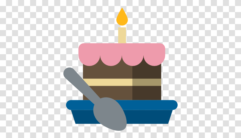 Cake Icon Flat Birthday Cake, Candle, Cutlery, Spoon Transparent Png