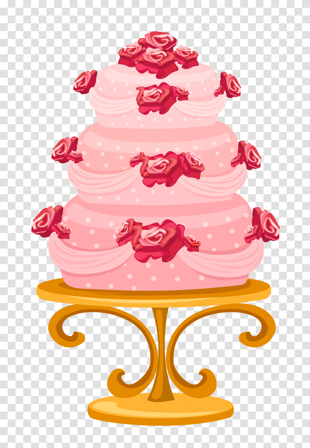 Cake With Roses Clipart, Dessert, Food, Wedding Cake, Cream Transparent Png