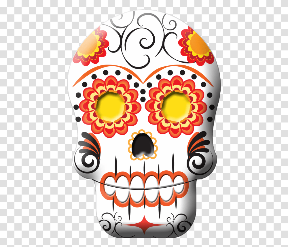 Calavera Skull Clip Art Candy Corn Sugar Skull, Label, Floral Design Transparent Png