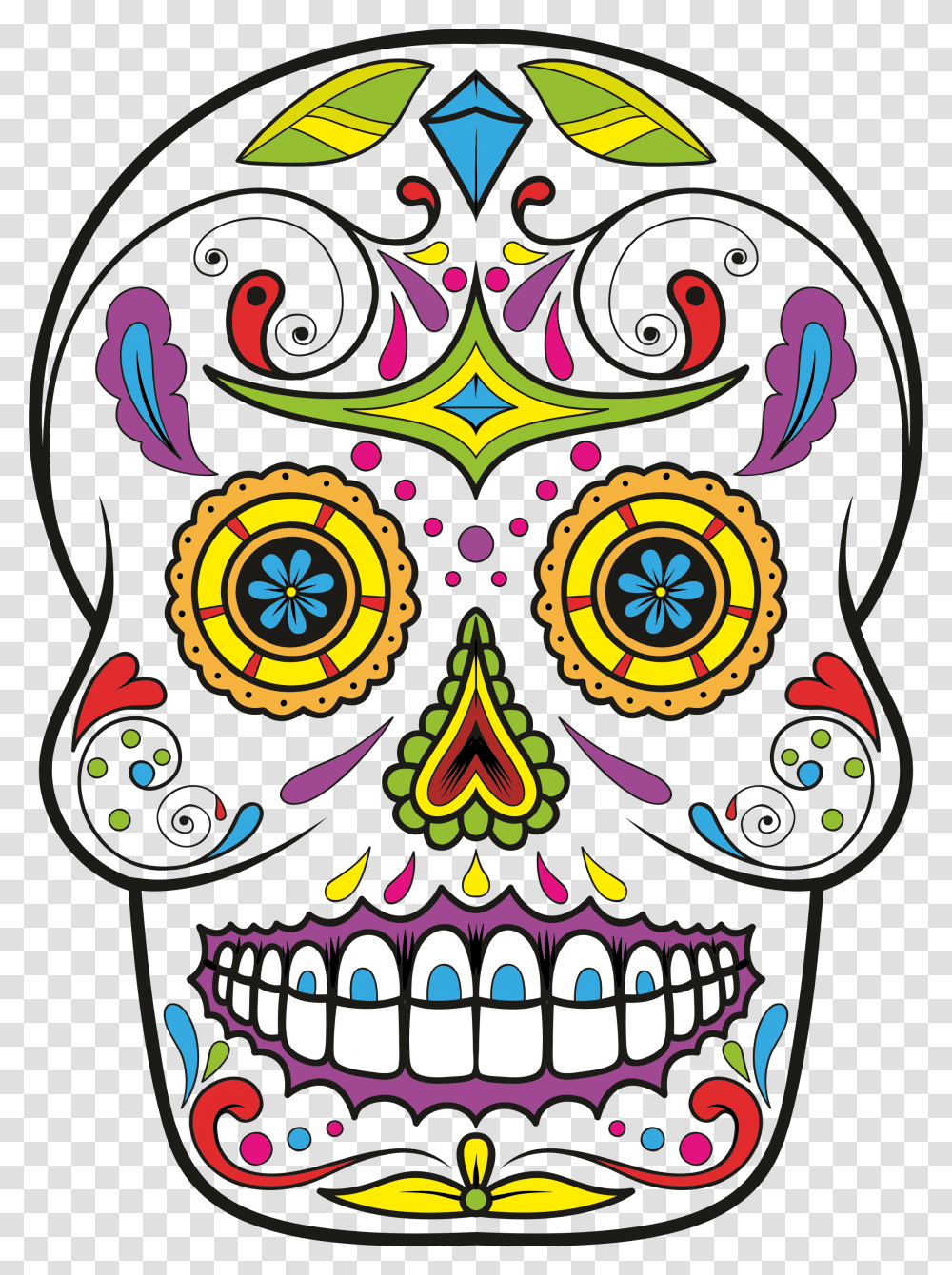 Calavera Skull Day Of The Dead Drawing Clip Art Sugar Skull Clipart, Pattern, Floral Design, Paisley Transparent Png